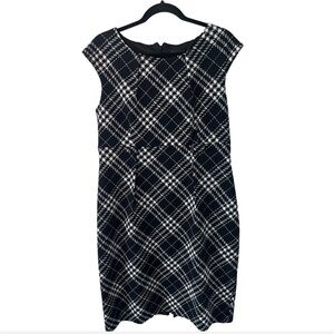 Connected Apparel Black and White Checkered Midi Dress